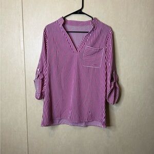 SHEIN Maroon/Red Striped Blouse